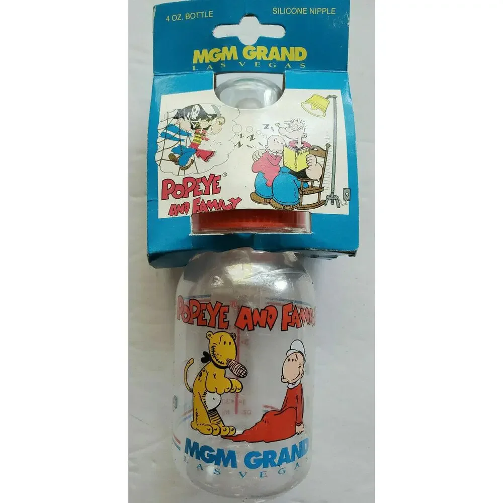 1995 MGM Grand Hotel Popeye and Family Baby Bottle 4 oz Brand‎ New U156